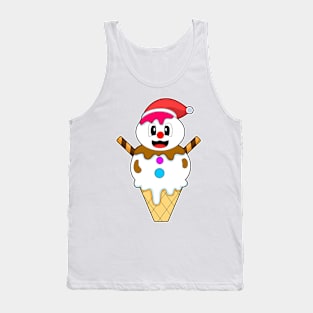 Waffle ice cream Christmas Snowman Tank Top